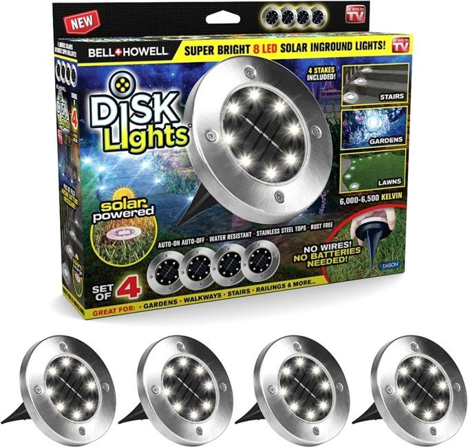 Disk light Lot de 4 projecteurs solaire
