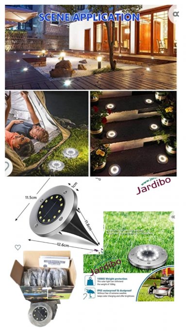 Lampe solaire jardin  12 leds 